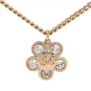 Authentic CHANEL flower gold plated necklace